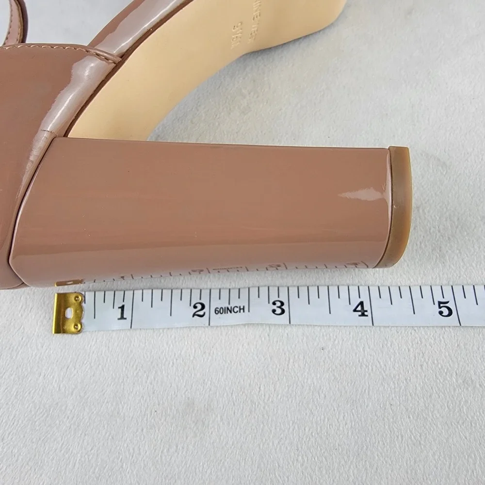 Nine West Women's Elope 3 Ankle Strap Block Heel Dress Sandals Beige 9.5M NEW